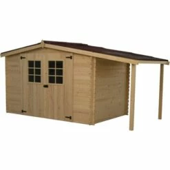 Habrita Abri En Madriers Massifs Avec Bûcher - 5,06+3,69 M²