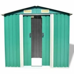 Hommoo Abri De Stockage Pour Jardin Metal Vert 204 X 132 X 186 Cm HDV27374 -France Abri de jardin Soldes Boutique 25140685 4