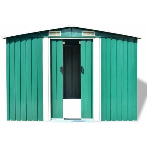 Hommoo Abri De Stockage Pour Jardin Metal Vert 257 X 205 X 178 Cm HDV27375 6 Hommoo Abri De Stockage Pour Jardin Metal Vert 257 X 205 X 178 Cm HDV27375 – Image 4