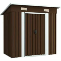 Hommoo Abri De Stockage Pour Jardin Marron 194x121x181 Cm Acier HDV30184