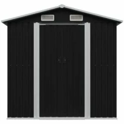 Hommoo Abri De Stockage Pour Jardin Anthracite Acier 204x132x186 Cm HDV30185 -France Abri de jardin Soldes Boutique 25142982 4