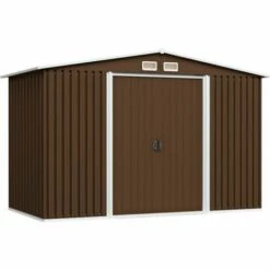 Hommoo Abri De Stockage Pour Jardin Marron 257x205x178 Cm Acier HDV30188