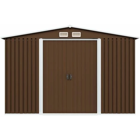 Hommoo Abri De Stockage Pour Jardin Marron 257x205x178 Cm Acier HDV30188 6 Hommoo Abri De Stockage Pour Jardin Marron 257x205x178 Cm Acier HDV30188 – Image 4
