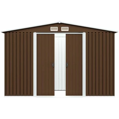Hommoo Abri De Stockage Pour Jardin Marron 257x205x178 Cm Acier HDV30188 7 Hommoo Abri De Stockage Pour Jardin Marron 257x205x178 Cm Acier HDV30188 – Image 5