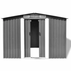 TRUE DEAL Abri De Stockage Pour Jardin Métal Gris 257 X 205 X 178 Cm 8 TRUE DEAL Abri De Stockage Pour Jardin Métal Gris 257 X 205 X 178 Cm -France Abri de jardin Soldes Boutique 26309280 2
