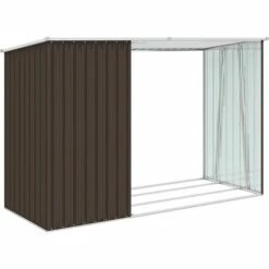 TRUE DEAL Abri à Bois De Jardin Marron 245x98x159 Cm Acier Galvanisé 9 TRUE DEAL Abri à Bois De Jardin Marron 245x98x159 Cm Acier Galvanisé -France Abri de jardin Soldes Boutique 26367919 3
