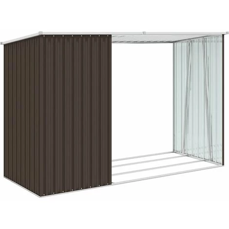 TRUE DEAL Abri à Bois De Jardin Marron 245x98x159 Cm Acier Galvanisé 5 TRUE DEAL Abri à Bois De Jardin Marron 245x98x159 Cm Acier Galvanisé – Image 3