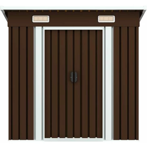 TRUE DEAL Abri De Stockage Pour Jardin Marron 194x121x181 Cm Acier 4 TRUE DEAL Abri De Stockage Pour Jardin Marron 194x121x181 Cm Acier – Image 2