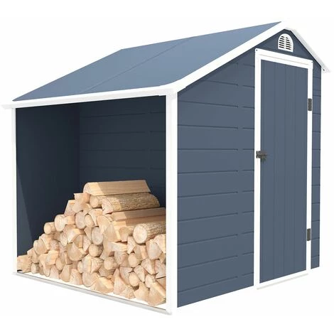 Abri De Jardin Résine Gardiun Sylvana A - 3,92 M² Avec Range Bûches Extérieur 204x192x204 Cm Anthracite 3 Abri De Jardin Résine Gardiun Sylvana A - 3,92 M² Avec Range Bûches Extérieur 204x192x204 Cm Anthracite