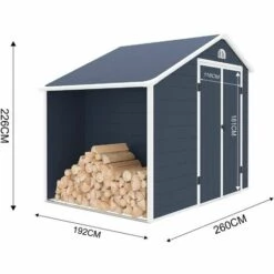 Abri De Jardin Résine Gardiun Sylvana B - 5 M² Avec Range Bûches Extérieur 260x192x226 Cm Anthracite -France Abri de jardin Soldes Boutique 26929579 4