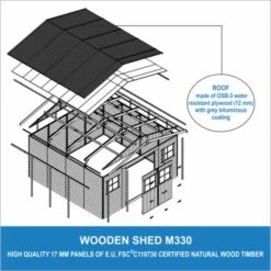 Abri De Jardin En Bois Naturel - Stockage Extérieur Avec Fenêtres- H246 X 418 X 420 Cm/ 16 M²- Hangar En Bois Naturel - Atelier Rangement Outils Et Vélos- TIMBELA M330 - Beige 11 Abri De Jardin En Bois Naturel - Stockage Extérieur Avec Fenêtres- H246 X 418 X 420 Cm/ 16 M²- Hangar En Bois Naturel - Atelier Rangement Outils Et Vélos- TIMBELA M330 - Beige -France Abri de jardin Soldes Boutique 26984806 5