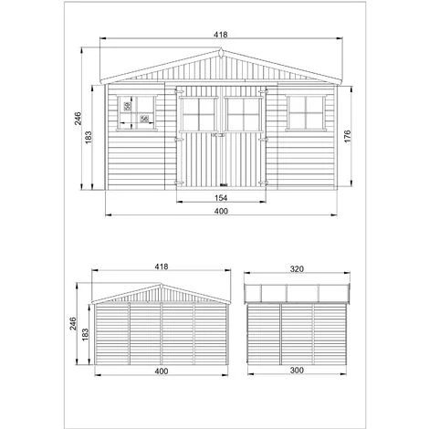 TIMBELA M331F Abri De Jardin En Bois Naturel- Porte Robuste De Meilleure Qualité - Stockage Extérieur Avec Fenêtres- H246x418x318 Cm/12 M²- Atelier Rangement Outils Et Vélos - Beige 6 TIMBELA M331F Abri De Jardin En Bois Naturel- Porte Robuste De Meilleure Qualité - Stockage Extérieur Avec Fenêtres- H246x418x318 Cm/12 M²- Atelier Rangement Outils Et Vélos - Beige – Image 4