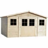 TIMBELA M331F+M331G Abri De Jardin En Bois Naturel- Porte Verrouillable De Haute Qualité- AVEC LES PLANCHERS IMPRÉGNÉ - Stockage Extérieur Avec Fenêtres- H246x418x320 Cm/12 M² - Beige -France Abri de jardin Soldes Boutique 26984877 1