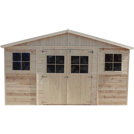 Abri De Jardin En Bois Naturel - Stockage Extérieur Avec Fenêtres- H246x418x220 Cm/8 M² Hangar En Bois Naturel - Atelier Rangement Outils Et Vélos- TIMBELA M332 - Beige 3 Abri De Jardin En Bois Naturel - Stockage Extérieur Avec Fenêtres- H246x418x220 Cm/8 M² Hangar En Bois Naturel - Atelier Rangement Outils Et Vélos- TIMBELA M332 - Beige