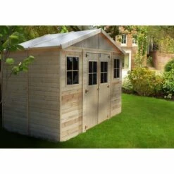 Abri De Jardin En Bois Naturel - Stockage Extérieur Avec Fenêtres- H246x418x220 Cm/8 M² Hangar En Bois Naturel - Atelier Rangement Outils Et Vélos- TIMBELA M332 - Beige 10 Abri De Jardin En Bois Naturel - Stockage Extérieur Avec Fenêtres- H246x418x220 Cm/8 M² Hangar En Bois Naturel - Atelier Rangement Outils Et Vélos- TIMBELA M332 - Beige -France Abri de jardin Soldes Boutique 26984886 4