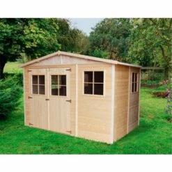 Abri De Jardin En Bois Exterieur AVEC LES PLANCHERS IMPRÉGNÉ- Cabane De Jardin En Pin / épicéa-H226x324x216 Cm- Construction De Panneaux- Rangement Pour Vélos, Remise à Outils- Timbela M334+M334G - Beige -France Abri de jardin Soldes Boutique 26984937 3