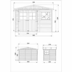 Abri De Jardin En Bois Exterieur AVEC LES PLANCHERS IMPRÉGNÉ- Cabane De Jardin En Pin / épicéa-H226x324x216 Cm- Construction De Panneaux- Rangement Pour Vélos, Remise à Outils- Timbela M334+M334G - Beige -France Abri de jardin Soldes Boutique 26984937 4