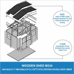 Abri De Jardin En Bois Exterieur AVEC LES PLANCHERS IMPRÉGNÉ- Cabane De Jardin En Pin / épicéa-H226x324x216 Cm- Construction De Panneaux- Rangement Pour Vélos, Remise à Outils- Timbela M334+M334G - Beige -France Abri de jardin Soldes Boutique 26984937 5