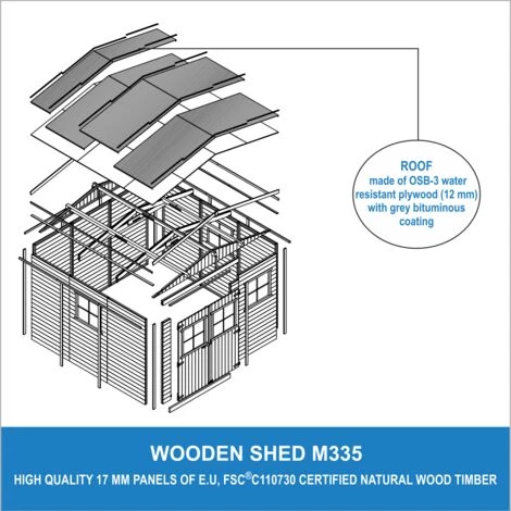 Abri De Jardin En Bois Naturel - Stockage Extérieur Avec Fenêtres- H226x316x324 Cm/9 M² Hangar En Bois Naturel - Atelier Rangement Outils Et Vélos- TIMBELA M335 - Beige 7 Abri De Jardin En Bois Naturel - Stockage Extérieur Avec Fenêtres- H226x316x324 Cm/9 M² Hangar En Bois Naturel - Atelier Rangement Outils Et Vélos- TIMBELA M335 - Beige – Image 5