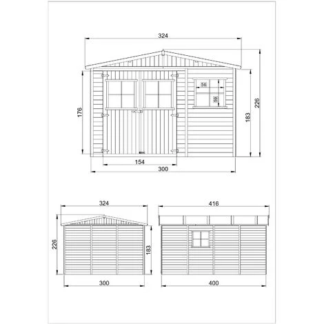 Abri De Jardin En Bois Naturel - Stockage Extérieur Avec Fenêtres- H226x324x416 Cm/12 M² Hangar En Bois Naturel - Atelier Rangement Outils Et Vélos- TIMBELA M336 - Beige 7 Abri De Jardin En Bois Naturel - Stockage Extérieur Avec Fenêtres- H226x324x416 Cm/12 M² Hangar En Bois Naturel - Atelier Rangement Outils Et Vélos- TIMBELA M336 - Beige – Image 5