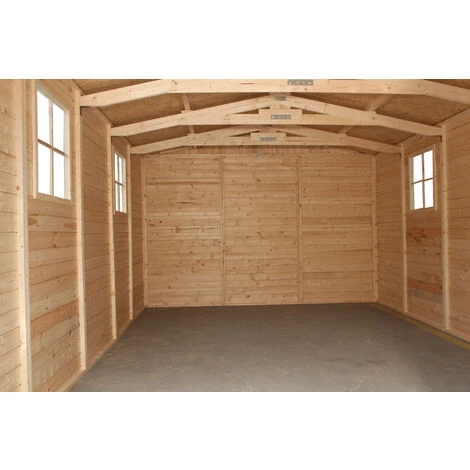 Abri De Jardin En Bois Naturel - Stockage Extérieur Avec Fenêtres- H226x324x516 Cm/15 M² Hangar En Bois Naturel - Atelier Rangement Outils Et Vélos- TIMBELA M337 - Beige 5 Abri De Jardin En Bois Naturel - Stockage Extérieur Avec Fenêtres- H226x324x516 Cm/15 M² Hangar En Bois Naturel - Atelier Rangement Outils Et Vélos- TIMBELA M337 - Beige – Image 3