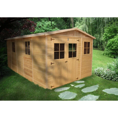 Abri De Jardin En Bois Naturel - Stockage Extérieur Avec Fenêtres- H226x324x516 Cm/15 M² Hangar En Bois Naturel - Atelier Rangement Outils Et Vélos- TIMBELA M337 - Beige 6 Abri De Jardin En Bois Naturel - Stockage Extérieur Avec Fenêtres- H226x324x516 Cm/15 M² Hangar En Bois Naturel - Atelier Rangement Outils Et Vélos- TIMBELA M337 - Beige – Image 4