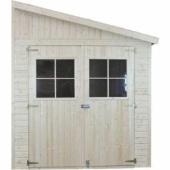 Abri De Jardin En Bois Naturel(avec Paroi Latérale) - Stockage Extérieur Avec Fenêtres- H244x216x318 Cm/6,2 M2, Hangar En Bois Naturel - Atelier Rangement Outils Et Vélos- TIMBELA M339A - Beige