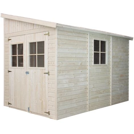 Abri De Jardin En Bois Naturel(avec Paroi Latérale) - Stockage Extérieur Avec Fenêtres- H244x216x318 Cm/6,2 M2, Hangar En Bois Naturel - Atelier Rangement Outils Et Vélos- TIMBELA M339A - Beige 5 Abri De Jardin En Bois Naturel(avec Paroi Latérale) - Stockage Extérieur Avec Fenêtres- H244x216x318 Cm/6,2 M2, Hangar En Bois Naturel - Atelier Rangement Outils Et Vélos- TIMBELA M339A - Beige – Image 3