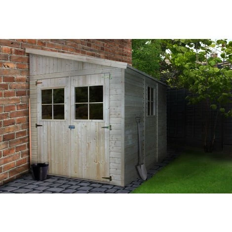 Abri De Jardin En Bois Naturel(avec Paroi Latérale) - Stockage Extérieur Avec Fenêtres- H244x216x318 Cm/6,2 M2, Hangar En Bois Naturel - Atelier Rangement Outils Et Vélos- TIMBELA M339A - Beige 6 Abri De Jardin En Bois Naturel(avec Paroi Latérale) - Stockage Extérieur Avec Fenêtres- H244x216x318 Cm/6,2 M2, Hangar En Bois Naturel - Atelier Rangement Outils Et Vélos- TIMBELA M339A - Beige – Image 4