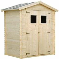 Abri De Jardin En Bois TIMBELA M367 - Stockage Extérieur I196xL136xH218 Cm/ 1.98 M2 Petit Abri à Outils, Local à Vélos - Toit Imperméable, Fenêtres - Beige -France Abri de jardin Soldes Boutique 26985090 3