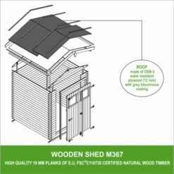 Abri De Jardin En Bois TIMBELA M367 - Stockage Extérieur I196xL136xH218 Cm/ 1.98 M2 Petit Abri à Outils, Local à Vélos - Toit Imperméable, Fenêtres - Beige -France Abri de jardin Soldes Boutique 26985090 4