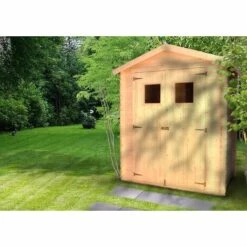 Abri De Jardin En Bois TIMBELA M367 - Stockage Extérieur I196xL136xH218 Cm/ 1.98 M2 Petit Abri à Outils, Local à Vélos - Toit Imperméable, Fenêtres - Beige -France Abri de jardin Soldes Boutique 26985090 5