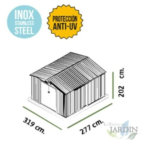 SUINGA Maison En Métal Gris 8,84 M2 202x277x319 Cm 4 SUINGA Maison En Métal Gris 8,84 M2 202x277x319 Cm – Image 2