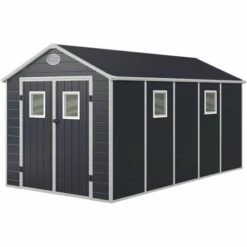 Abri De Jardin En Résine Gardiun Zoe E - 11,04 M² 242x456x239 Cm Plancher Gris Anthracite