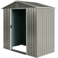 Outsunny Abri De Jardin - Remise Pour Outils - Cabanon Porte Verrouillable - Dim. 194L X 110l X 184H Cm - Tôle D'acier Gris - Gris