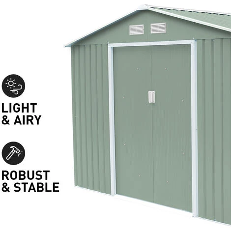 SOANA GARDEN SHED Abri En Tôle Galvanisée Verte Pour Outils De Jardin Ortisei NATURE 277x191x202cm 5 SOANA GARDEN SHED Abri En Tôle Galvanisée Verte Pour Outils De Jardin Ortisei NATURE 277x191x202cm – Image 3