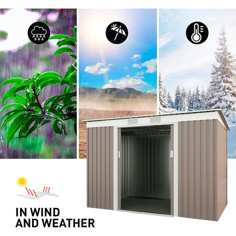 SOANA GARDEN SHED Abris De Jardin En Tôle Galvanisée Grise Porto Cervo 261x181x176cm 4 SOANA GARDEN SHED Abris De Jardin En Tôle Galvanisée Grise Porto Cervo 261x181x176cm – Image 2