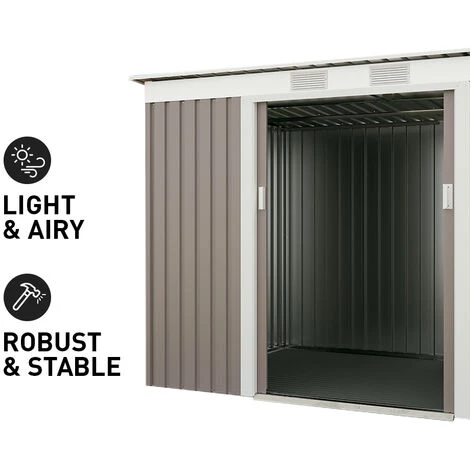 SOANA GARDEN SHED Abris De Jardin En Tôle Galvanisée Grise Porto Cervo 261x181x176cm 5 SOANA GARDEN SHED Abris De Jardin En Tôle Galvanisée Grise Porto Cervo 261x181x176cm – Image 3