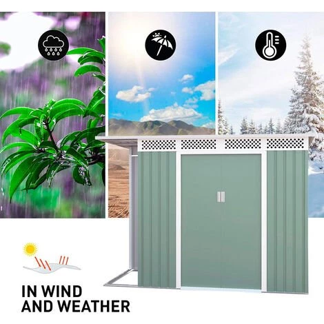 SOANA GARDEN SHED Abri De Jardin Tôle Galvanisée Verte Boîte à Outils Tyrol NATURE 257X142x184cm 4 SOANA GARDEN SHED Abri De Jardin Tôle Galvanisée Verte Boîte à Outils Tyrol NATURE 257X142x184cm – Image 2