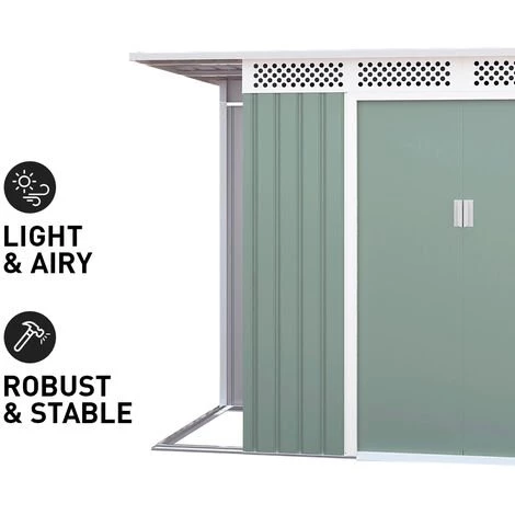 SOANA GARDEN SHED Abri De Jardin Tôle Galvanisée Verte Boîte à Outils Tyrol NATURE 257X142x184cm 5 SOANA GARDEN SHED Abri De Jardin Tôle Galvanisée Verte Boîte à Outils Tyrol NATURE 257X142x184cm – Image 3