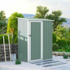 SOANA GARDEN SHED Abri De Jardin En Tôle Galvanisée En Métal Vert Amalfi NATURE 143X89x186cm