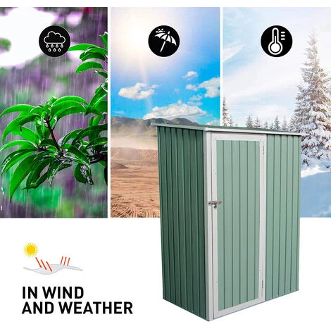 SOANA GARDEN SHED Abri De Jardin En Tôle Galvanisée En Métal Vert Amalfi NATURE 143X89x186cm 4 SOANA GARDEN SHED Abri De Jardin En Tôle Galvanisée En Métal Vert Amalfi NATURE 143X89x186cm – Image 2