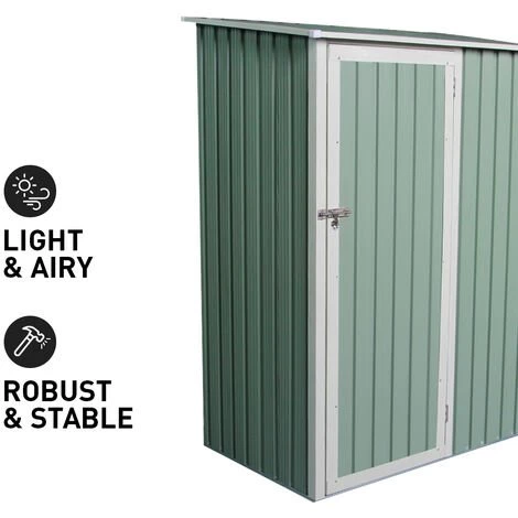 SOANA GARDEN SHED Abri De Jardin En Tôle Galvanisée En Métal Vert Amalfi NATURE 143X89x186cm 5 SOANA GARDEN SHED Abri De Jardin En Tôle Galvanisée En Métal Vert Amalfi NATURE 143X89x186cm – Image 3