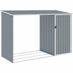ASUPERMALL Abri A Bois De Jardin Gris 245x98x159 Cm Acier Galvanise