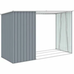 ASUPERMALL Abri A Bois De Jardin Gris 245x98x159 Cm Acier Galvanise 11 ASUPERMALL Abri A Bois De Jardin Gris 245x98x159 Cm Acier Galvanise -France Abri de jardin Soldes Boutique 28181801 5