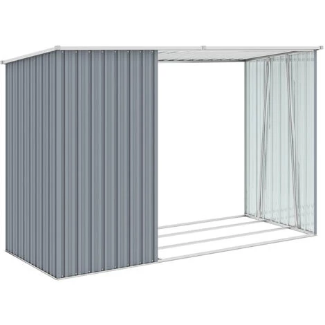 ASUPERMALL Abri A Bois De Jardin Gris 245x98x159 Cm Acier Galvanise 7 ASUPERMALL Abri A Bois De Jardin Gris 245x98x159 Cm Acier Galvanise – Image 5