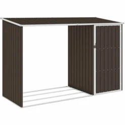 ASUPERMALL Abri A Bois De Jardin Marron 245x98x159 Cm Acier Galvanise