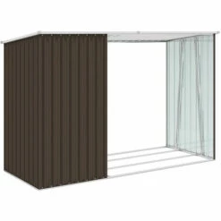 ASUPERMALL Abri A Bois De Jardin Marron 245x98x159 Cm Acier Galvanise -France Abri de jardin Soldes Boutique 28181808 4