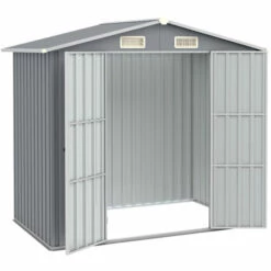 ASUPERMALL Abri De Jardin Gris 205x129x183 Cm Acier Galvanise 10 ASUPERMALL Abri De Jardin Gris 205x129x183 Cm Acier Galvanise -France Abri de jardin Soldes Boutique 28181815 4