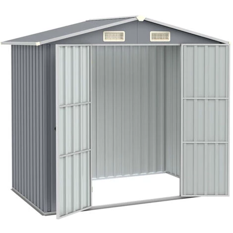 ASUPERMALL Abri De Jardin Gris 205x129x183 Cm Acier Galvanise 6 ASUPERMALL Abri De Jardin Gris 205x129x183 Cm Acier Galvanise – Image 4